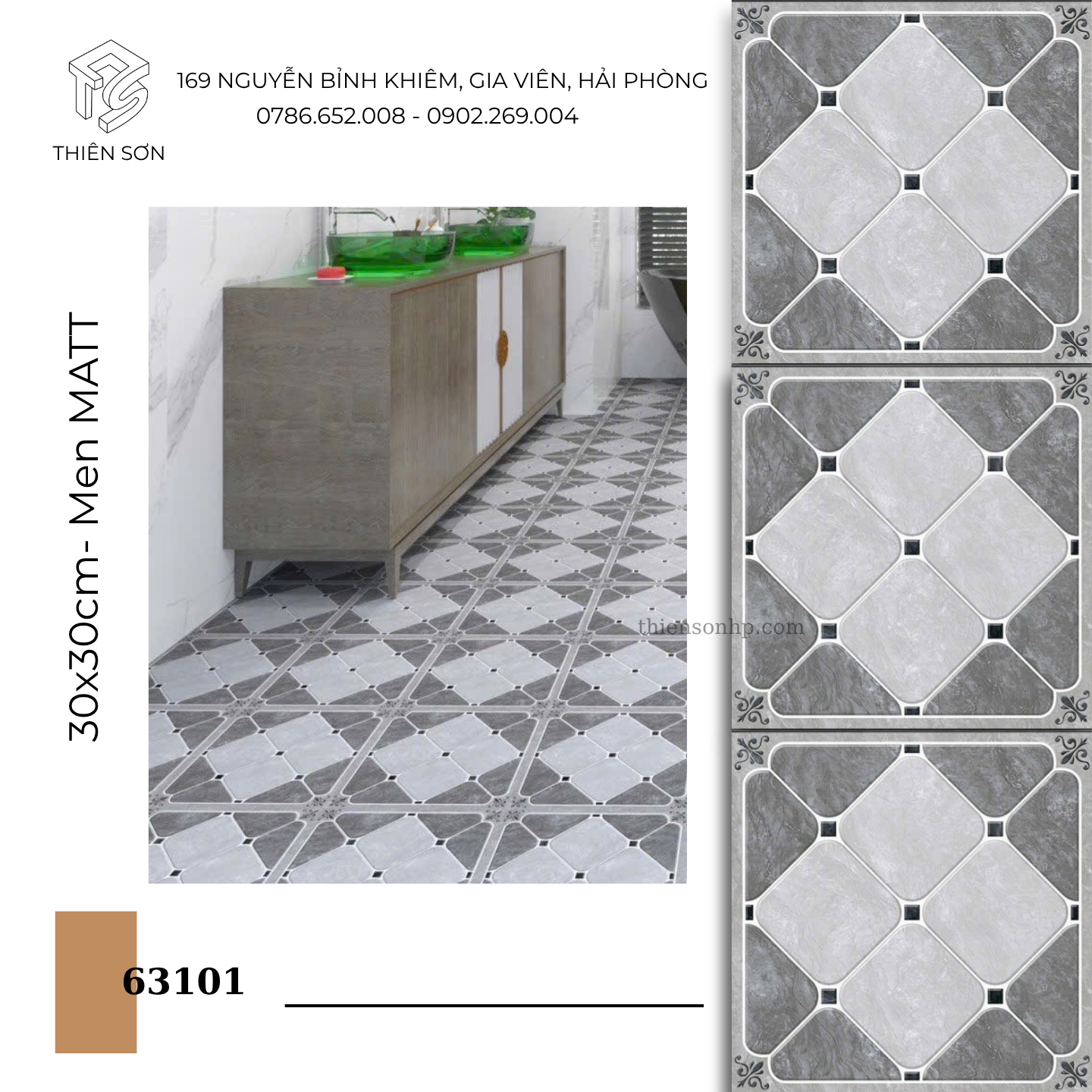 Gạch nhà tắm hoạ tiết 63101
