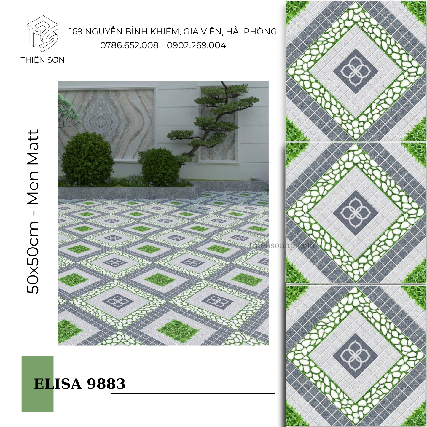 Gạch sân vườn hoạ tiết Cỏ Elisa 9883