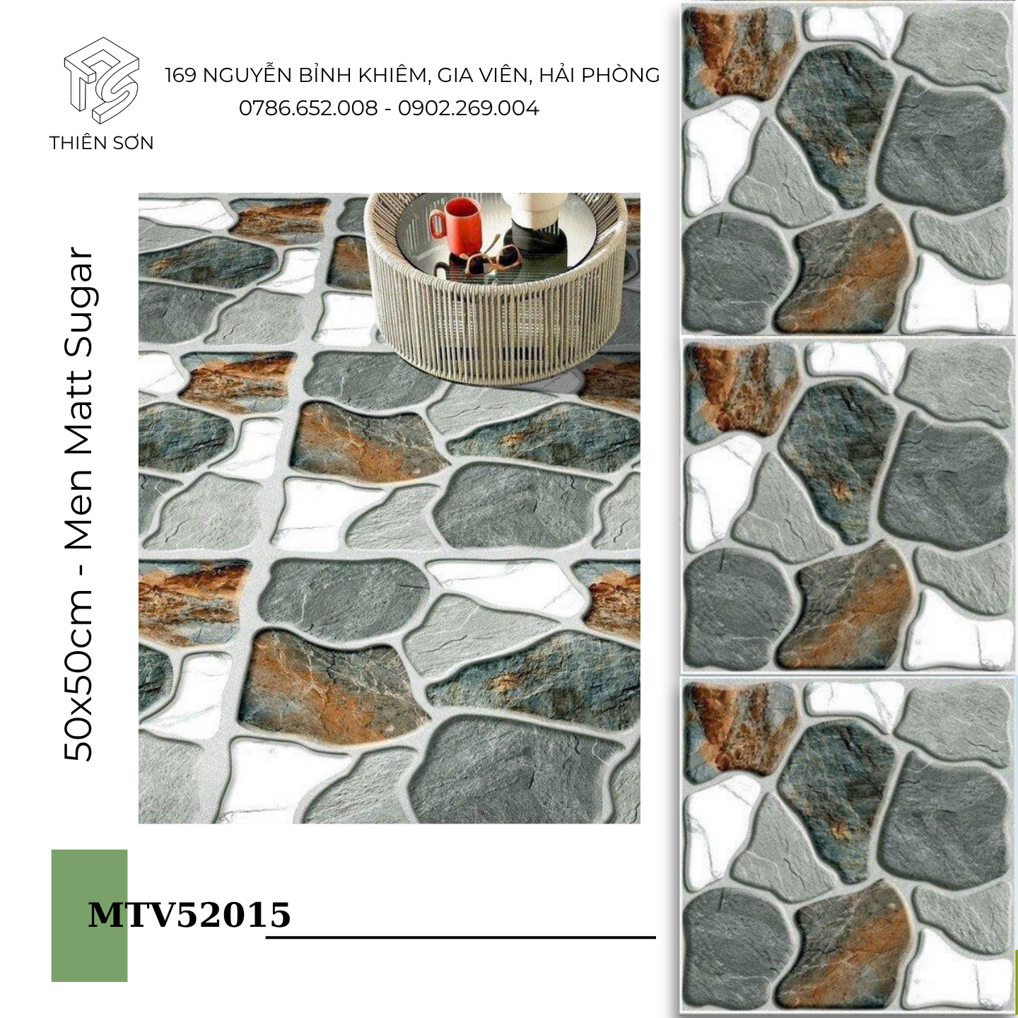 Gạch Sân vườn hoạ tiết Sỏi to MTV52015