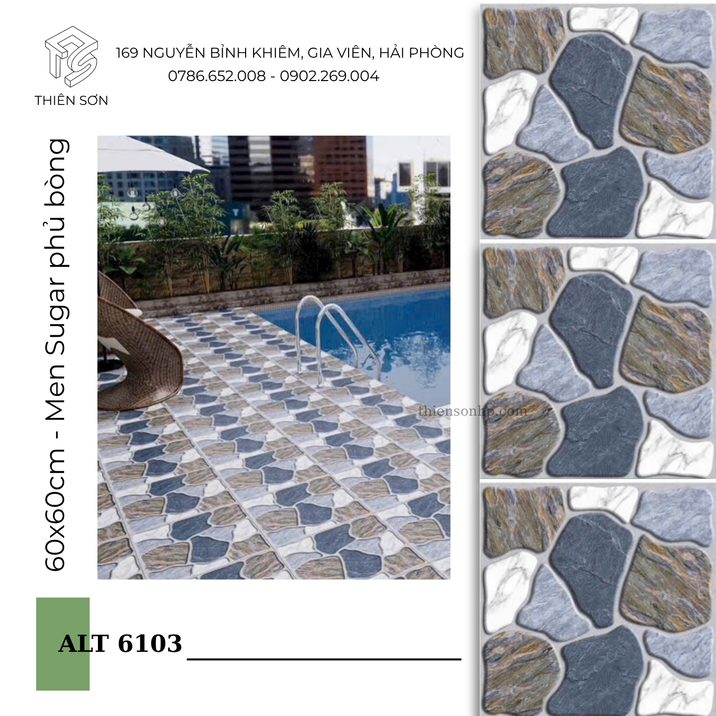 Gạch Sân vườn hoạ tiết Sỏi to ALT6103